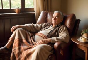 Senior man taking a nap in his recliner